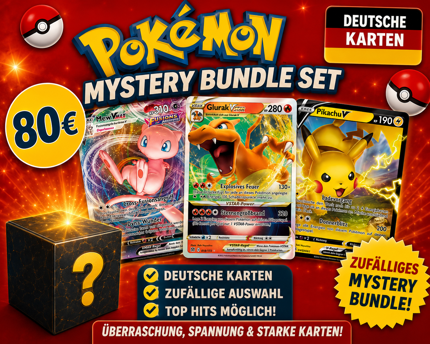 80€ Pokemon Mystery Bundle Set - Deutsche Karten