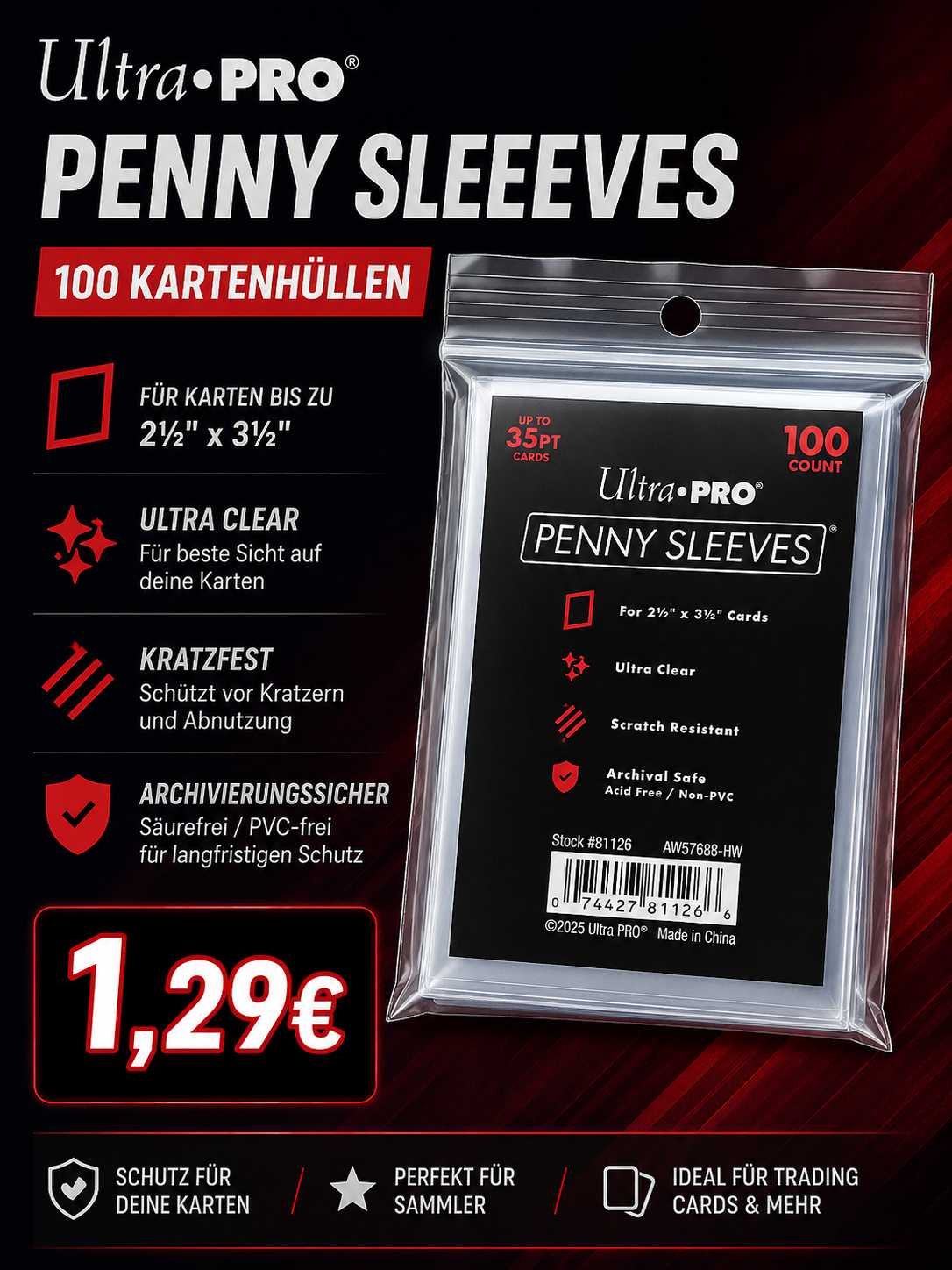 Ultra Pro Penny Sleeves 100 Kartenhüllen