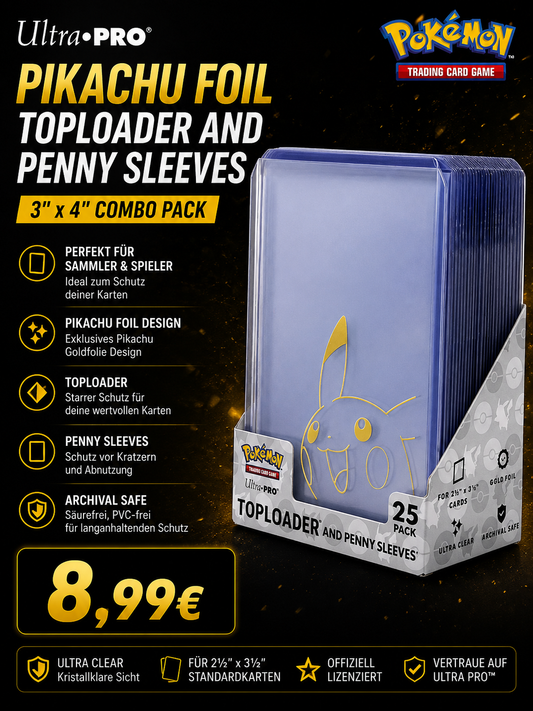 Ultra Pro Pikachu Foil Toploader and Penny Sleeves 3"x4" Combo Pack 25ct